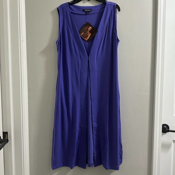 IMAN purple long sleeveless open cardigan‎ size S - Picture 1 of 8